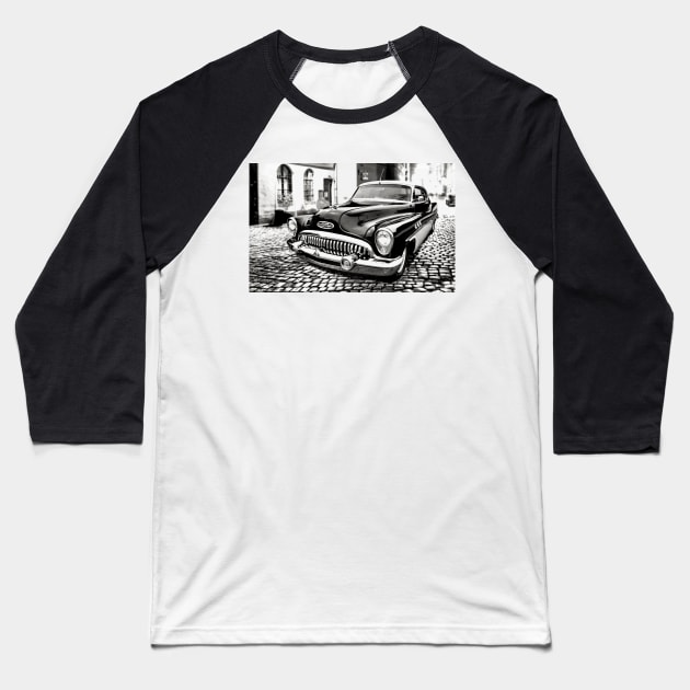 1953 Buick Super Riviera B/W Baseball T-Shirt by Burtney